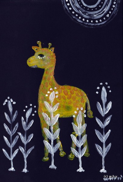giraffe in the dark