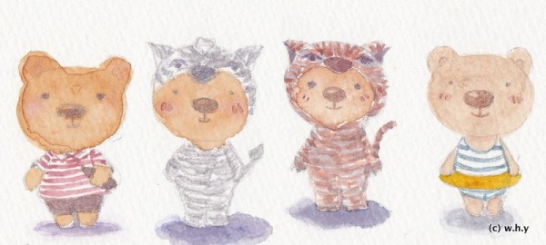 bears in striped clothes
