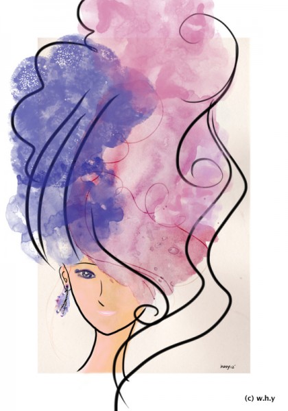 watercolor hair girl