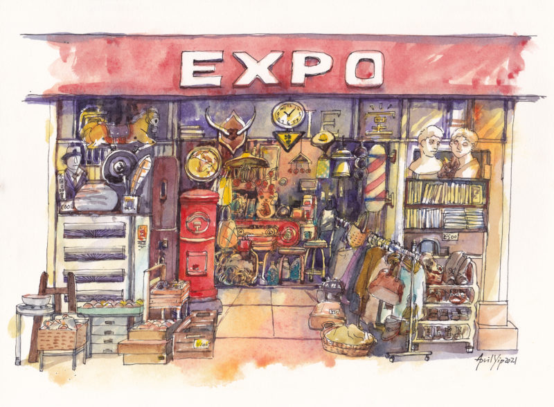EXPO, 28x21cm, ink & watercolors on hotpress paper, USD 120