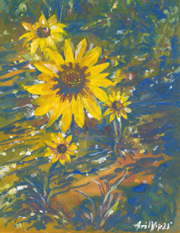 Sunflowers, 17x22cm, Poster colors on Hotpress paper, USD 100