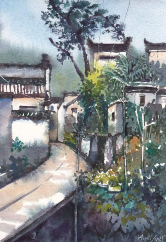 Old Village in China, 17x24.5cm, USD 120